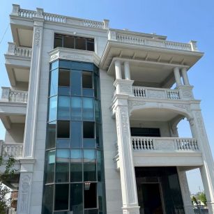 河北 芝麻白花岗岩别墅外墙干挂效果展示