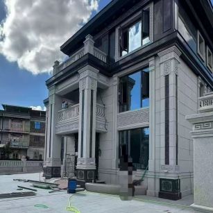 河北 别墅干挂，芝麻白与芝麻黑完美配合