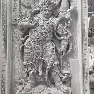 河北 芝麻灰花岗岩人物雕刻——多闻天王